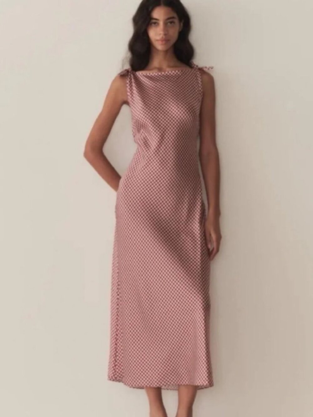 NWT CAROLINE CONSTAS Red Gingham Maxi Dress - Picture 2 of 8
